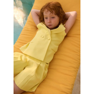 Traje Bermuda Crepe Amarillo