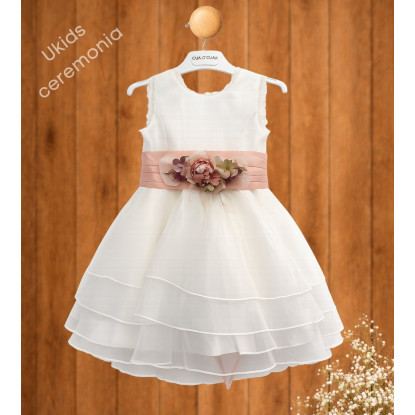 Vestido ceremonia Organza Gardenia color blanco