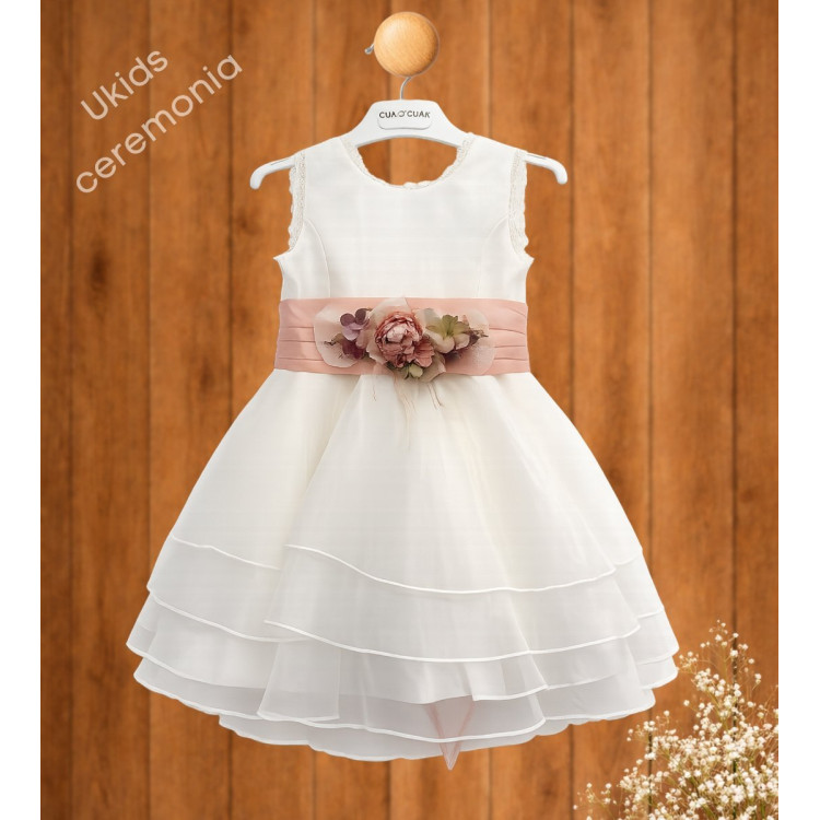 Vestido ceremonia Organza Gardenia color blanco