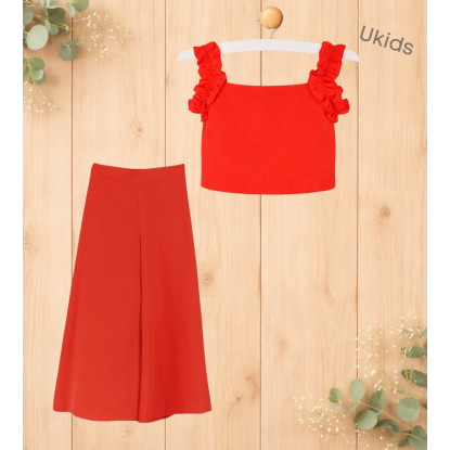 Conjunto Top + Pantalón Niña coral intenso