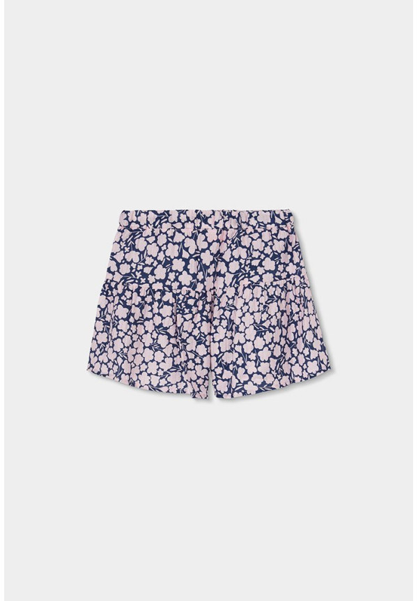 Conjunto Blusa Viscosa Y Falda-Pantalón Viscosa Flores Niña Azul Y Rosa