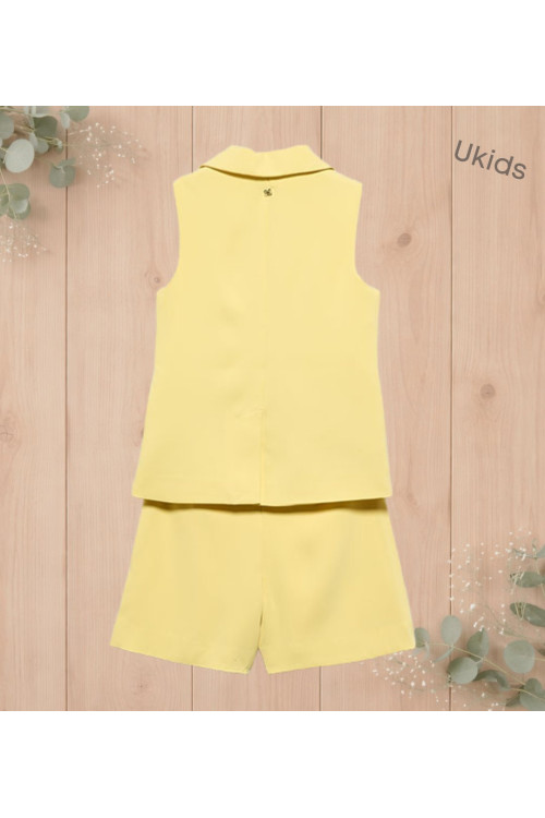 Traje Bermuda Crepe Amarillo