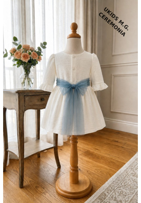 Vestido Bambula sin mangas Lazo tul azul