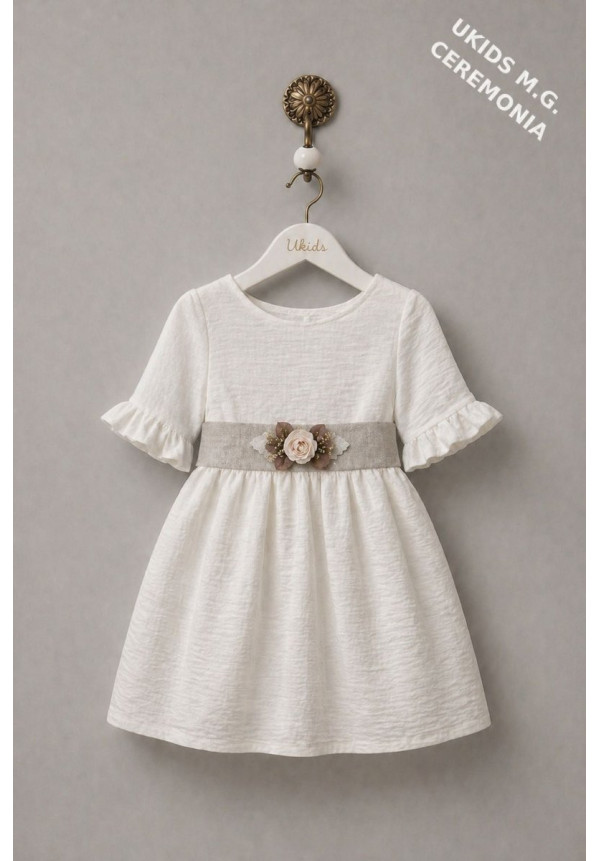 VESTIDO BÁMBULA LINO MANGA FRANCESA color arena