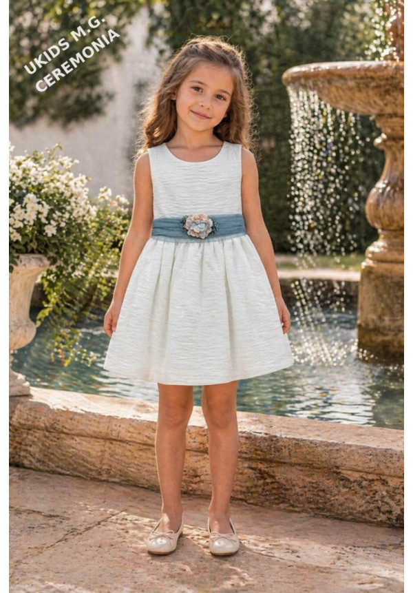 Vestido Bambula sin mangas Lazo tul azul