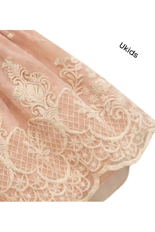 Jesusito Tul  Bordado Con Braga Salmón