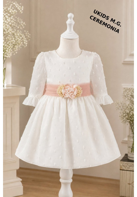 VESTIDO CEREMONIA PLUMETI GASA M/FRANCESA TUL ROSA