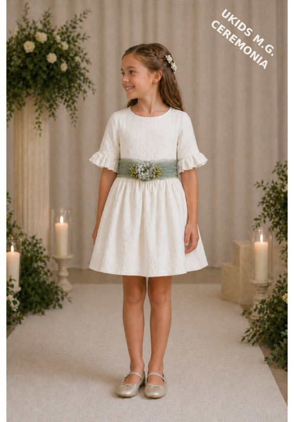 VESTIDO BÁMBULA/TUL MANGA FRANCESA FAJIN TUL  verde
