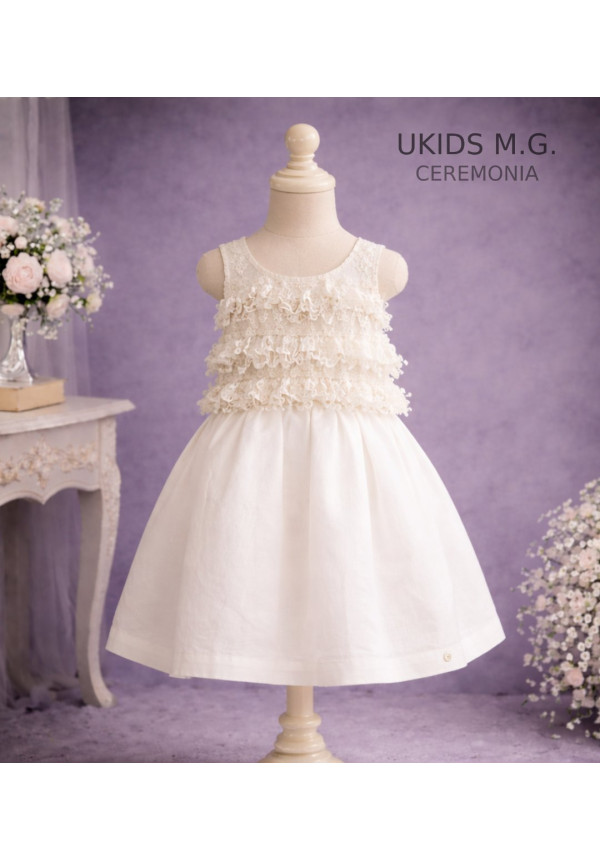 Vestido Niña Ceremonia.  Color blanco