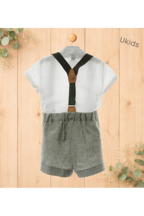 Conjunto Bebe Con Tirantes Art.0258 'Familia Samurai' Verde Hoja