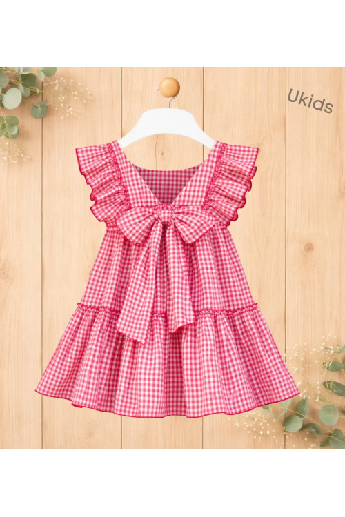 Vestido en cuadro vichi. Color fucsia  W