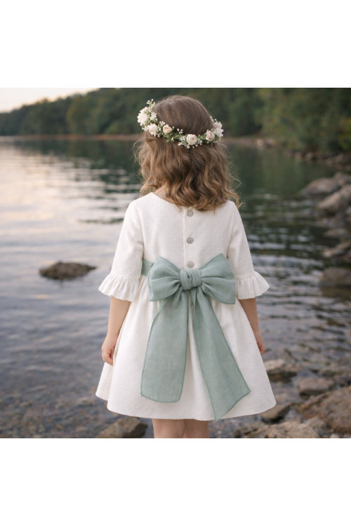 VESTIDO CEREMONIA PLUMETI ALG. LAZO VERDE