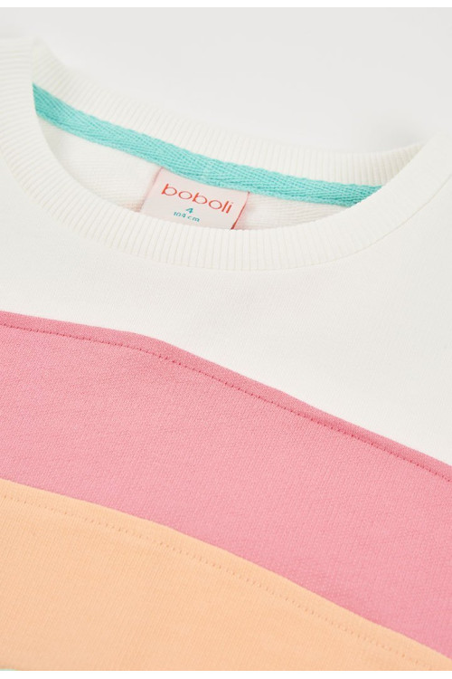 Sudadera Felpa Con Bandas Niña Blanco