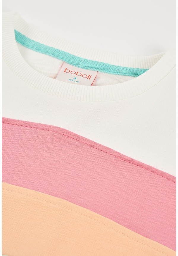 Sudadera Felpa Con Bandas Niña Blanco