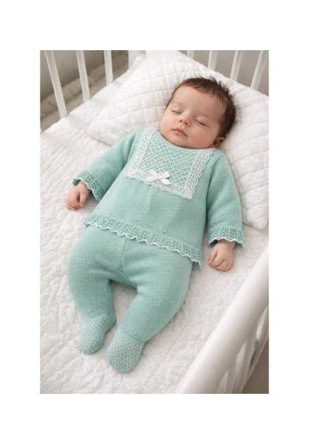 Conjunto. Jubón 003-123461 + Polaina Verde Agua/Blanco