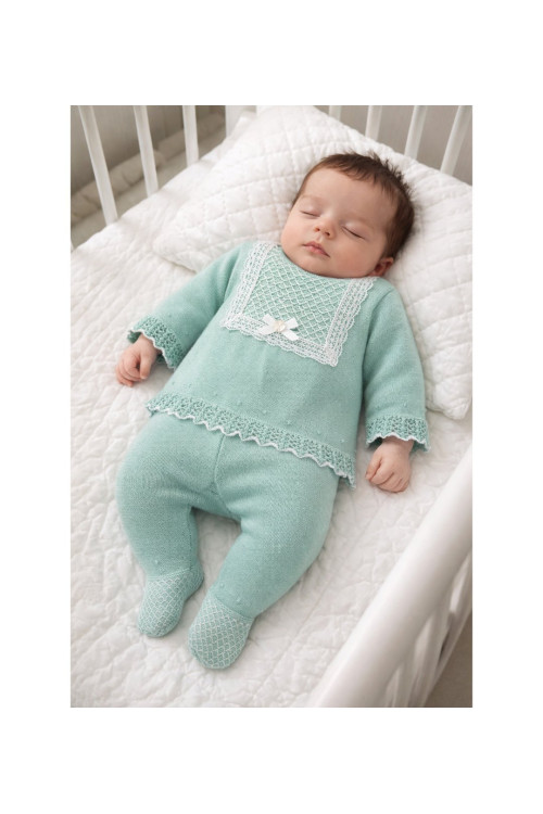 Conjunto. Jubón 003-123461 + Polaina Verde Agua/Blanco