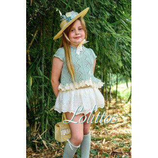 Top + Cubre Falda Praliné Verde Empolvado