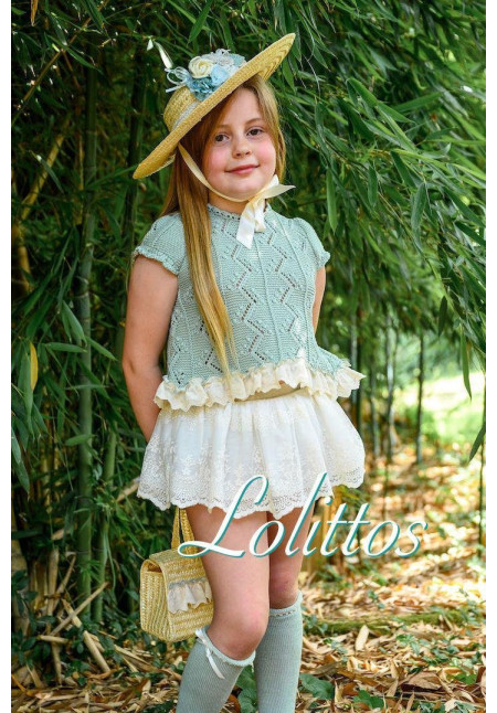 Top + Cubre Falda Praliné Verde Empolvado