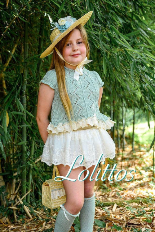 Top + Cubre Falda Praliné Verde Empolvado