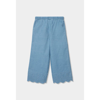 Conjunto Top Denim Bordado Y Pantalón Denim Niña Azul