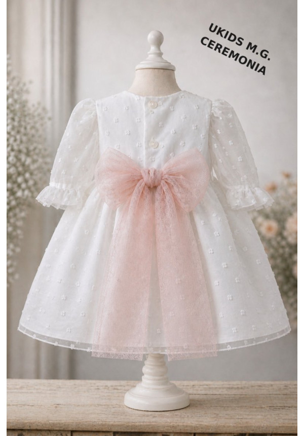 VESTIDO CEREMONIA PLUMETI GASA M/FRANCESA TUL ROSA