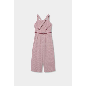 Mono Popelín Listado De Niña Rosa