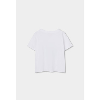 Conjunto Camiseta Punto Manga Corta Y Falda Bambula Niña Blanco