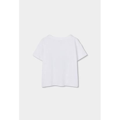 Conjunto Camiseta Punto Manga Corta Y Falda Bambula Niña Blanco