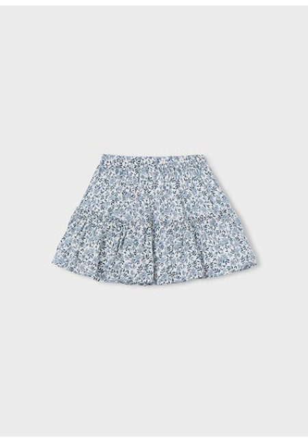 Falda Dobby Estampada Celeste