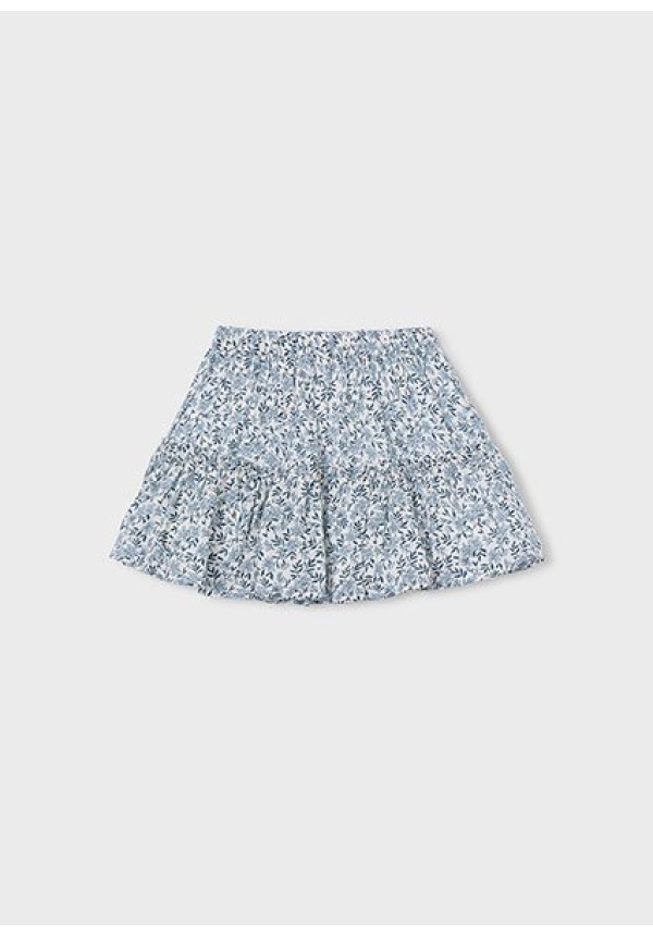 Falda Dobby Estampada Celeste