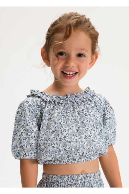 Top Dobby Estampado Celeste