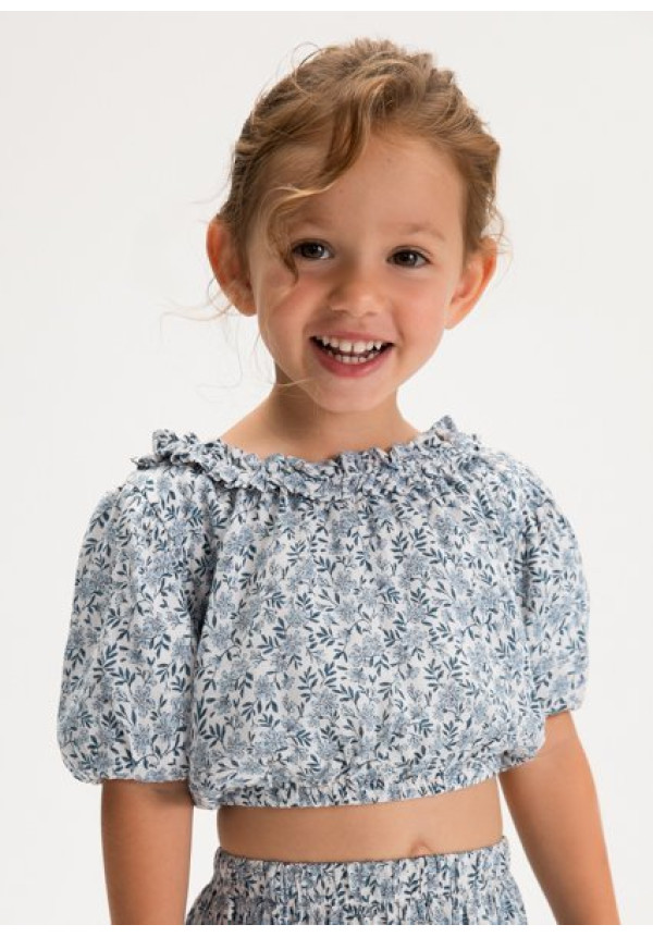 Top Dobby Estampado Celeste