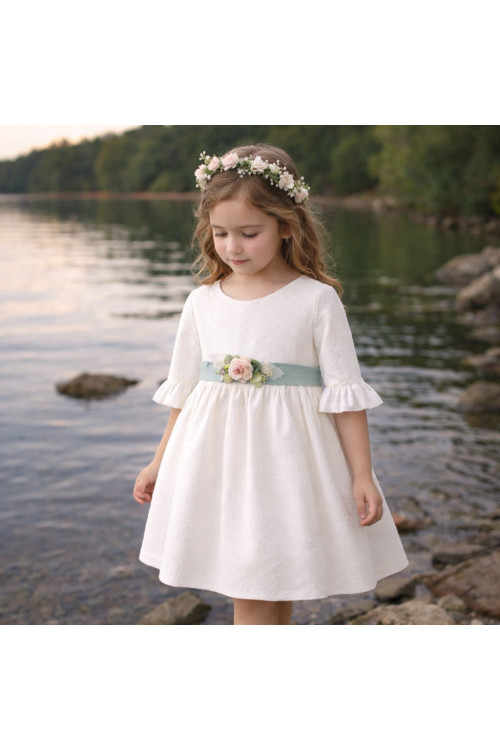 VESTIDO CEREMONIA PLUMETI ALG. LAZO VERDE