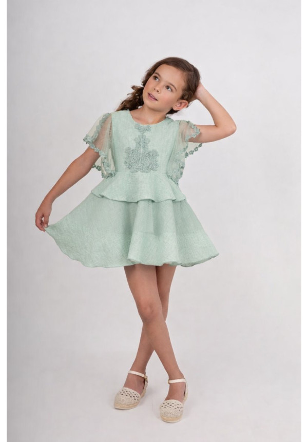 Vestido Niña Ceremonia.  Color Verde Mint