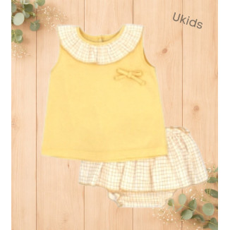 Top Y Falda Pantalón Color Amarillo