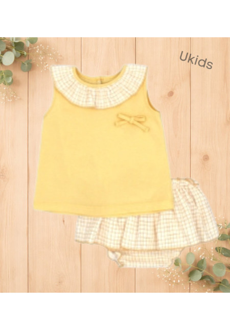 Top Y Falda Pantalón Color Amarillo