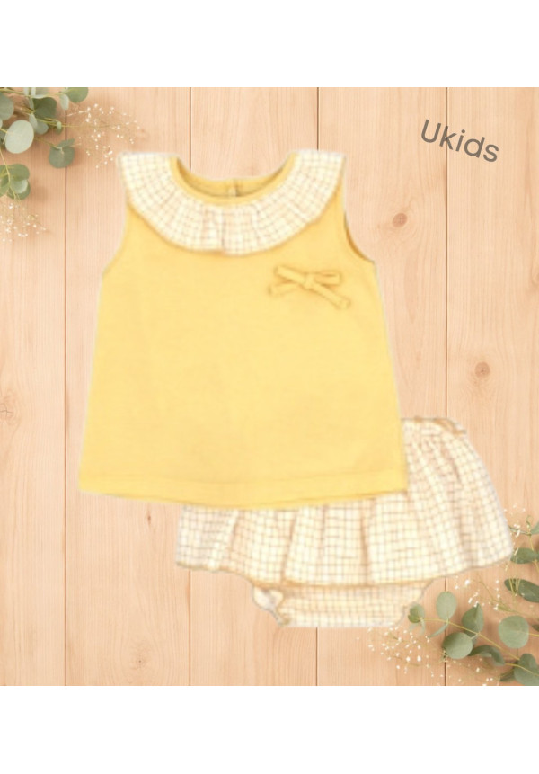 Top Y Falda Pantalón Color Amarillo