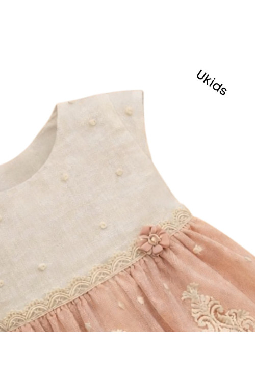 Jesusito Tul  Bordado Con Braga Salmón