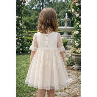 Vestido Tul Plumeti Básico sin fajín color blanco