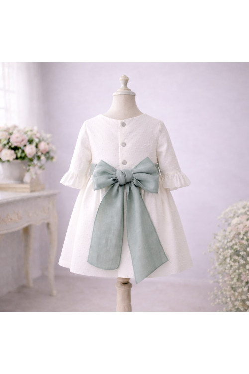 VESTIDO CEREMONIA PLUMETI ALG. LAZO VERDE