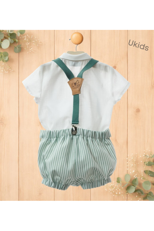 Conjunto Bebe Con Tirantes Art.0257 'Familia Artesanía' Verde Hoja