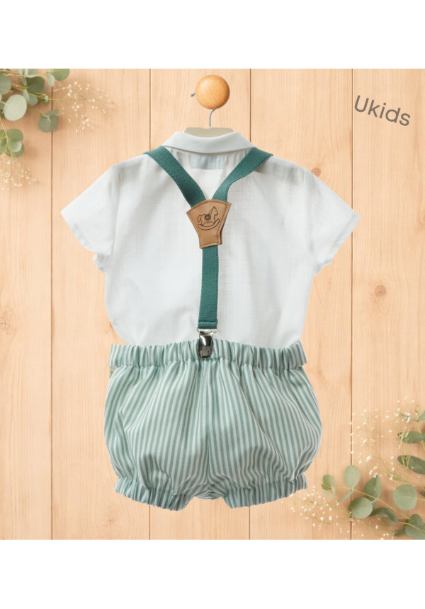 Conjunto Bebe Con Tirantes Art.0257 'Familia Artesanía' Verde Hoja