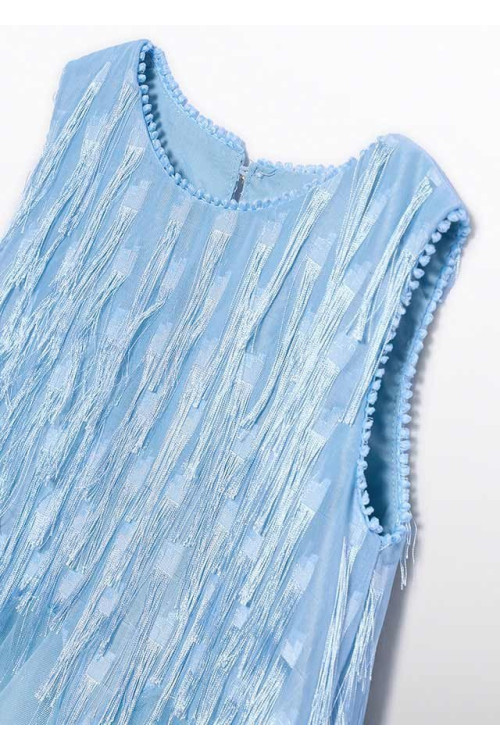 Vestido Flecos Fantasia Celeste