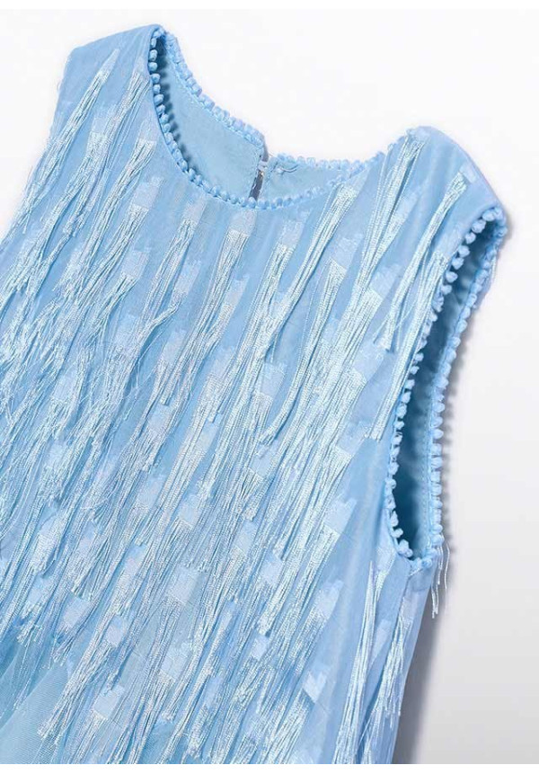 Vestido Flecos Fantasia Celeste