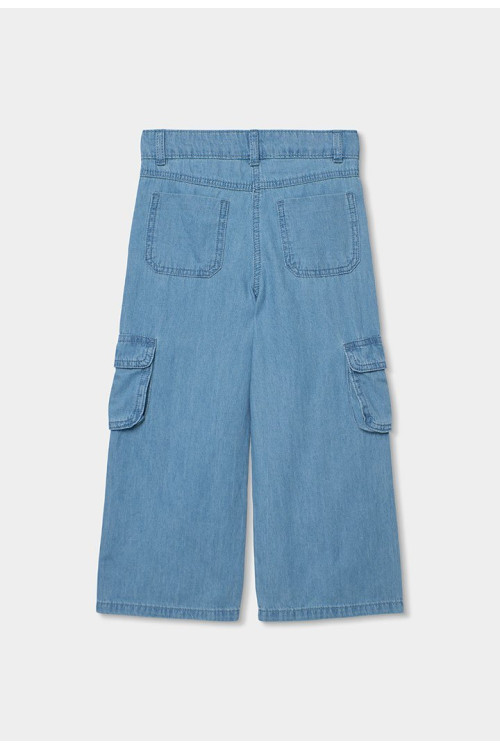 Conjunto Top Denim Bordado Y Pantalón Denim Niña Azul