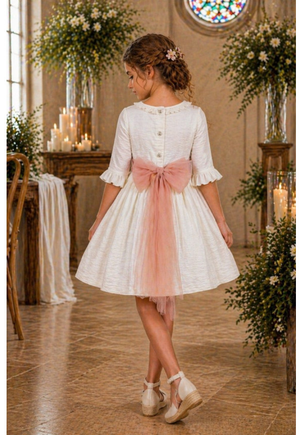 VESTIDO BÁMBULA/TUL MANGA FRANCESA FAJIN TUL  rosa