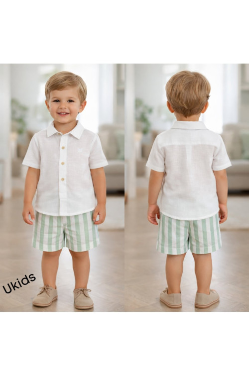 Conjunto Bebe Manga Corta Art.0251 'Familia Minarai' Musgo