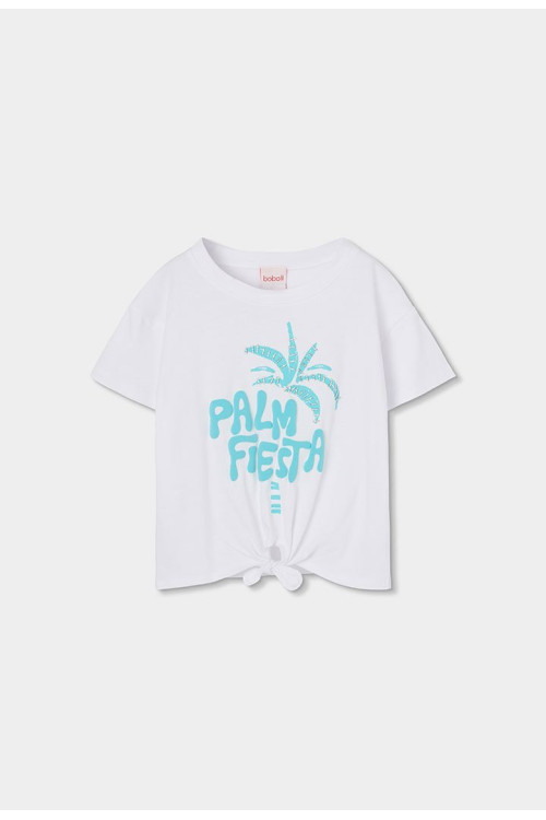 Conjunto Camiseta Punto Manga Corta Y Falda Bambula Niña Blanco