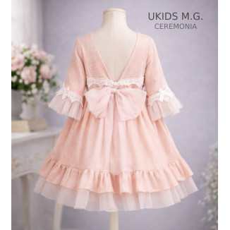 Vestido Niña Ceremonia. Color Salmón