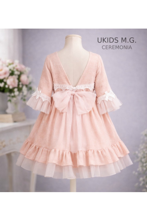 Vestido Niña Ceremonia. Color Salmón